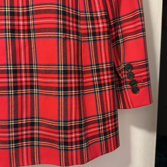 NWT JCrew red plaid holiday suit. Pants are 6p, jacket is 4p - Picture 8 of 15